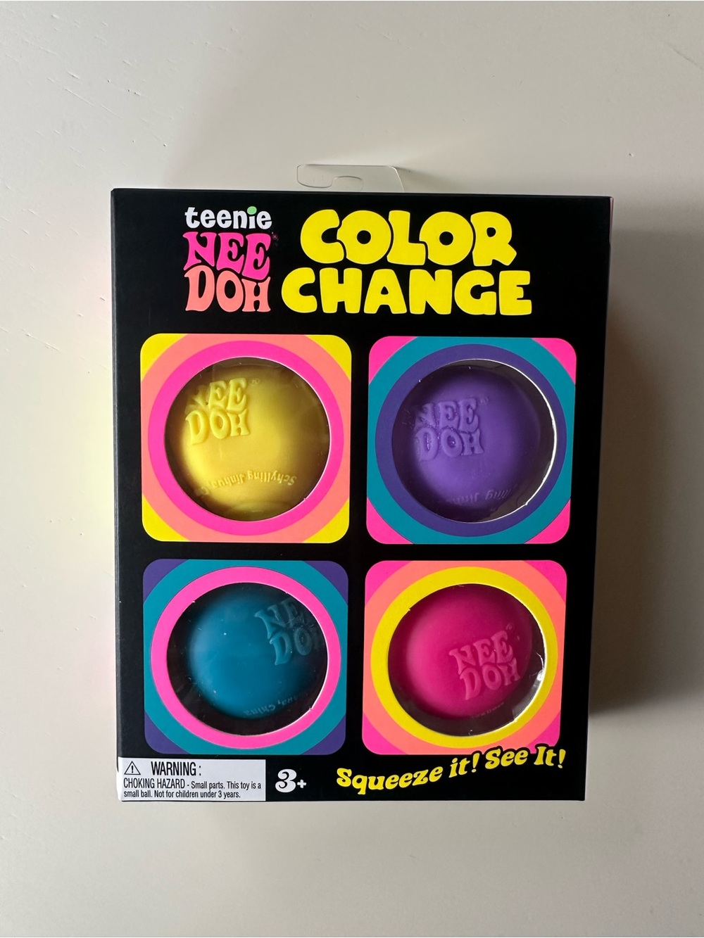 Teenie NeeDoh 4 Pack Color Change Balls - Yellow, Purple, Blue, Pink